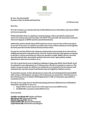 Liberal Democrat MPs in Oxfordshire have written to the Secretary of State for Health about the lack of adult ADHD services in our county